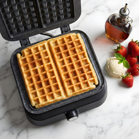 Zilan Wafelijzer 1500W - Dubbele Wafelmaker met Thermostaat - Anti-aanbak Wafelijzer- Belgische Wafels - Zwart