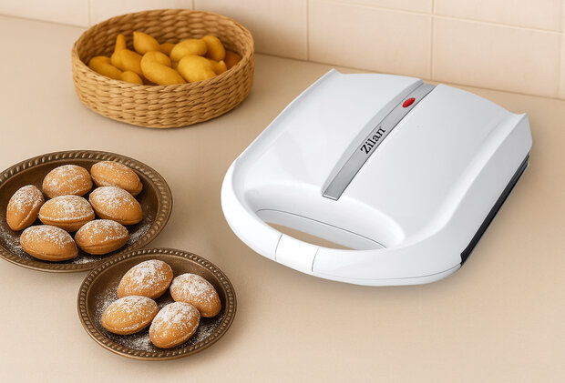 Zilan ZLN2809 Notenkoekjesmaker - Wafelnootjes maker -1400 W - Cake Pop Maker-Anti-aanbak & Cool-Touch -Wit