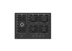 Wiggo WH-G735GR(B) - Inbouw gaskookplaat met Wok - 70cm - Zwart Glas