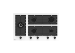Wiggo WH-G935GR(W) - Gaskookplaat met Wok - 90cm - Wit Glas